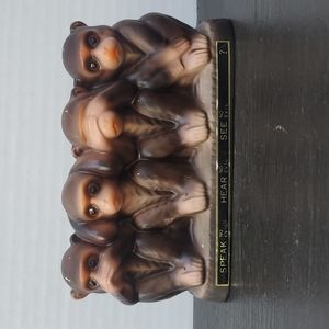 Vintage Norleans Speak Hear See No Evil Monkey Bank